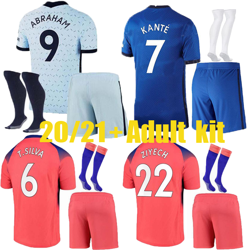 

Adult kit Chels Havertz 2020 2021 WERNER Chilwell PULISIC KantÃ© ziyech Silva Home Away Soccer Jerseys Camiseta pre match polo shirts, Black