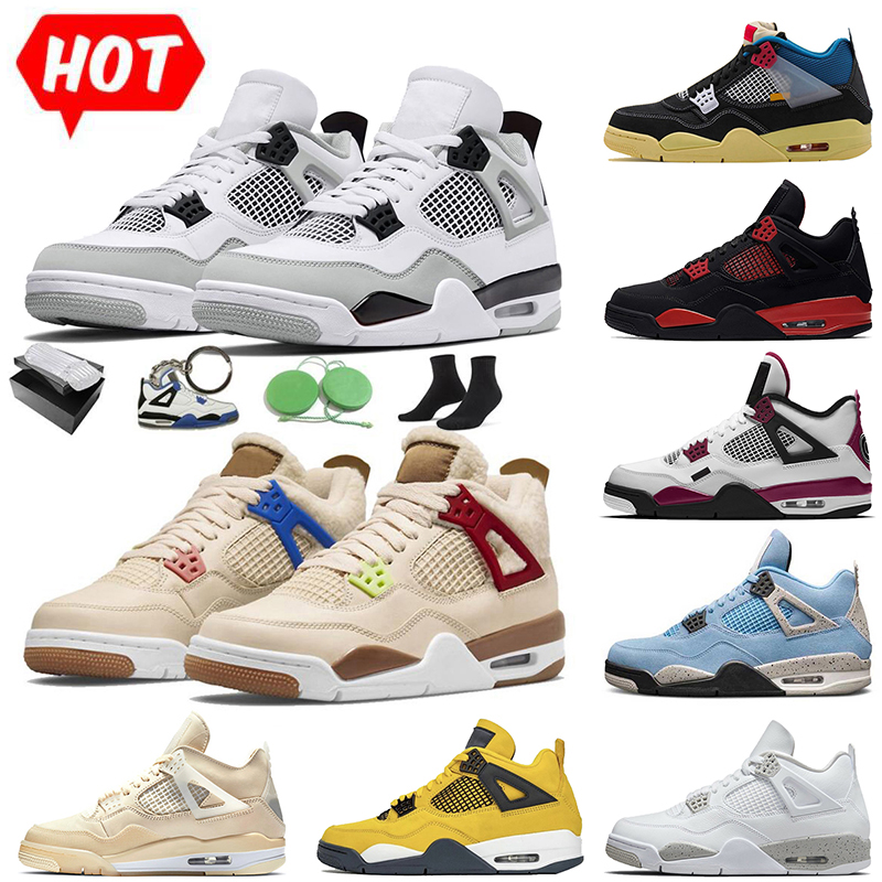 

High Quality Mens 4 4s basketball shoes white oreo shimmer red thunder black cat university blue bred trainers metallic purple orange men women sneakers with box, #a45 36-47 mushroom