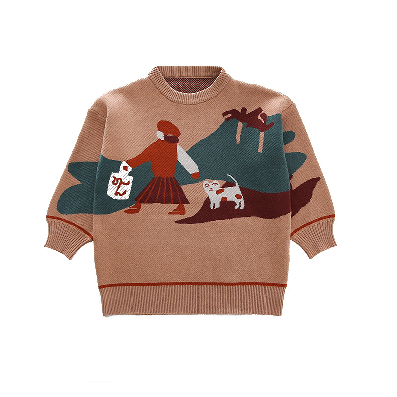 

Girls sweater autumn 2021 new Korean version of the foreign children's solid color loose sweater, Blue