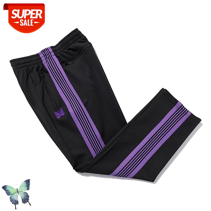 

AWGE Purple Butterfly Embroidery Sweatpants AWGE Drawstring Zipper Pocket Trousers Men Women High Quality Slim Fit Joggers Sweat #gv3a, Black