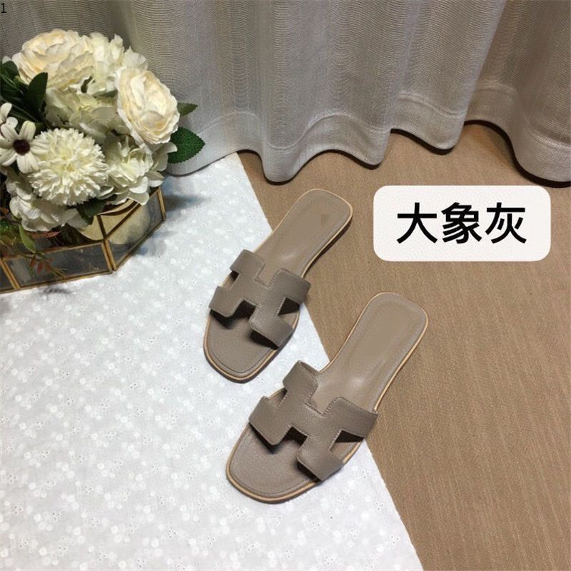 

Leather Shoes Orange classic Sandals Ladies Summer Flat Slipper outdoor beach woman Flip Flops For 35-42 kjjj001
