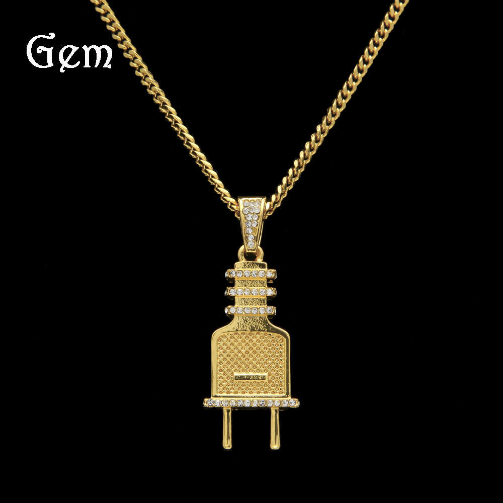 

New hot hip hop jewelry unique plug modeling grid inlaid diamond hip hop plug Pendant