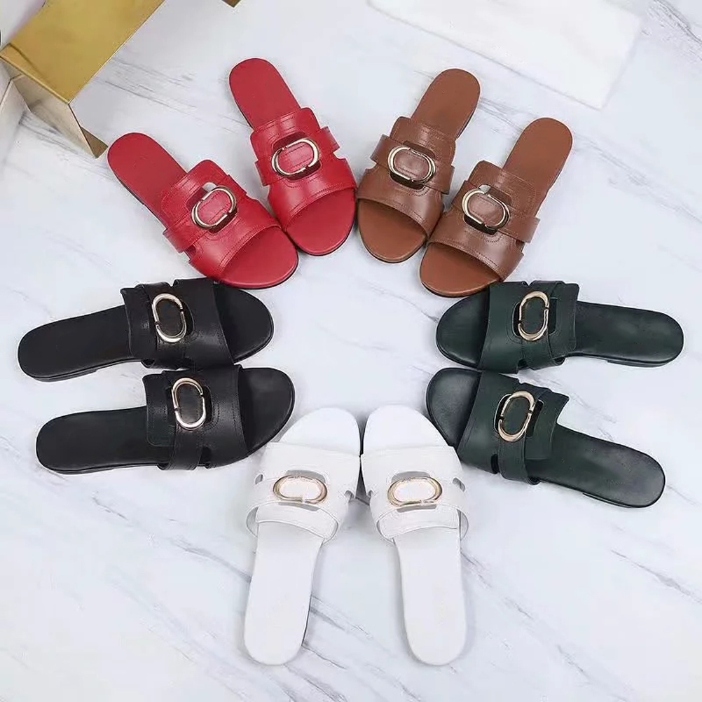 

2021 Sell Well High Quality Women Summer Genuine Leather Sandals Beach Slide Fashion Scuffs Slippers Shoes Size EU 35-41 With Box 01, #1