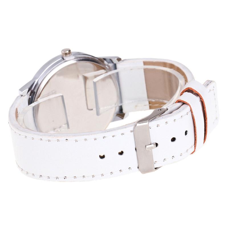

Wristwatches Top Brand WMG Low Price Creative Cute Couple Quartz Watch Fashion Leather Strap For Students Men Women Ladies Girl, White