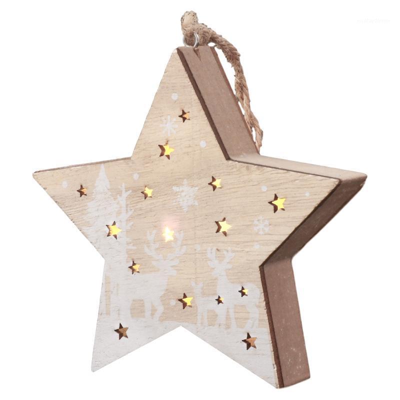

Christmas Decorations Pentagram Light Ornaments Glowing Wooden Decor