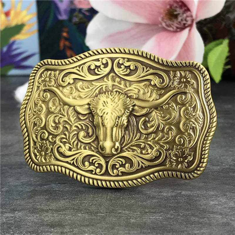 

2021 New Vintage Carving Bull Head Brass Buckles Men Cowboy Hardware Diy Accessories Leather Craft Buckle for Belt Bk0080 C9c9