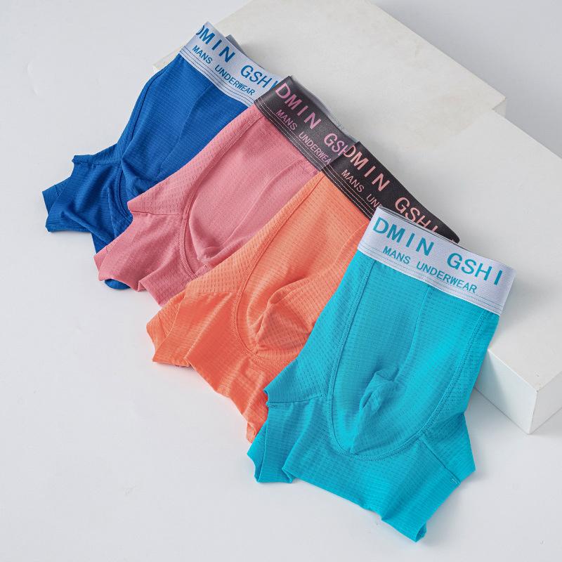 

Underpants Men's Underwear Ice Mesh Fabric Thin Boys' Solid Color Boxer Pants Sexy Breathable Traceless, Black;white