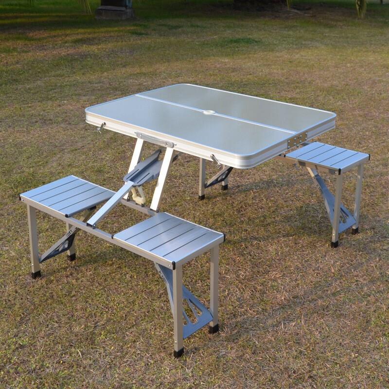 

Camp Furniture Outdoor Folding Table And Chair Aluminum Alloy Piece Stall Propaganda Travel Picnic Barbecue Carrying Convenient Set WF606941