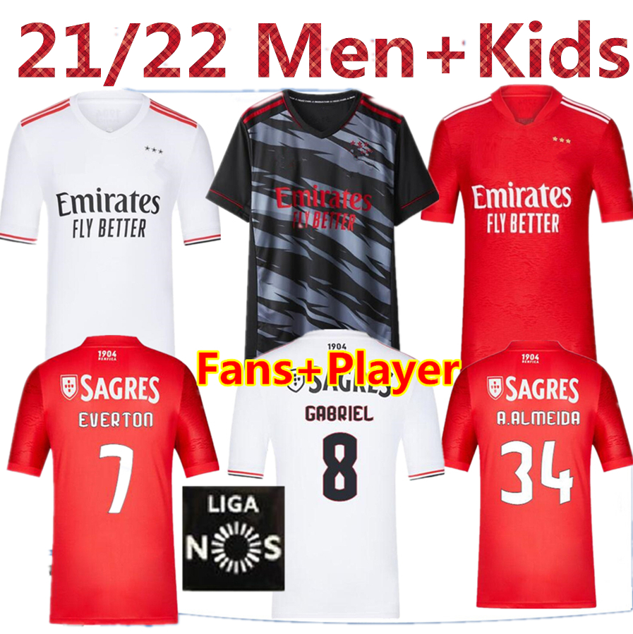 

player version 21 22 benfica soccer jerseys home away OTAMENDI GRIMALDO 2021 2022 RAFA jota Pizzi Rúben T SEFEROVIC PEDRINHO men kids football shirt uniforms, Red