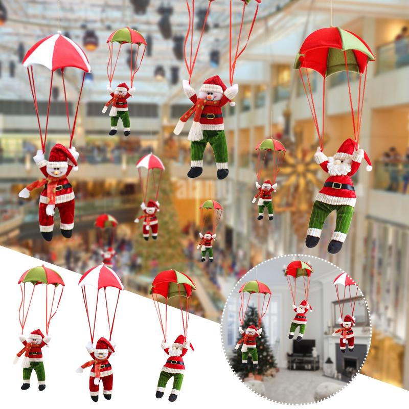 

Christmas Decorations Parachute Hanging Ornaments Xmas With Plush Doll For Tree Fireplace Decor Gifts Party Favors