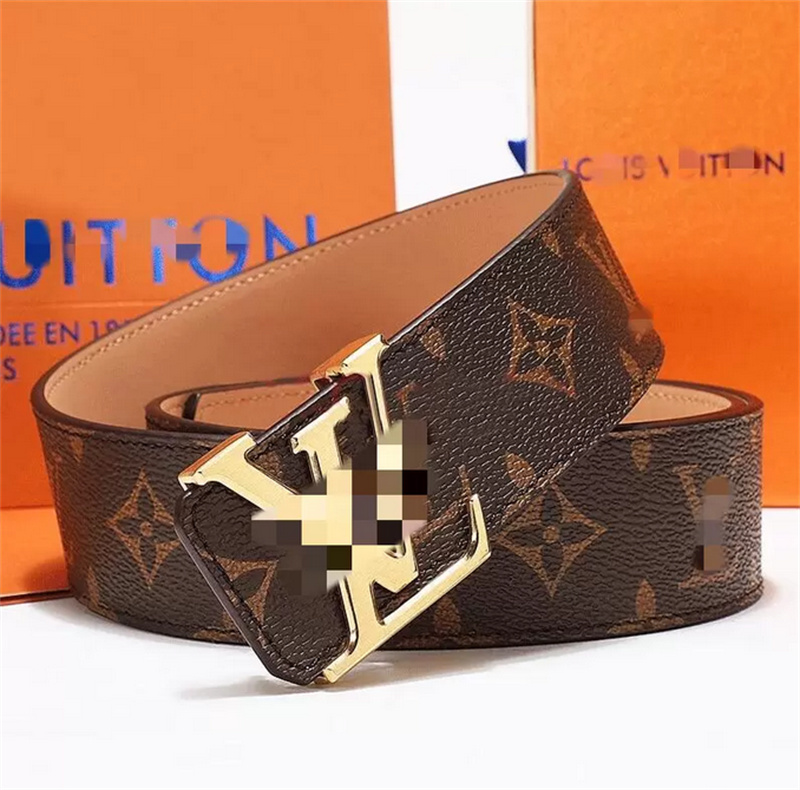 

Fashion 2021 Double sided black blue orange mens belts with alloy V buckle belt men ceinture high quality Genuine Leather Waistband zh36, No box