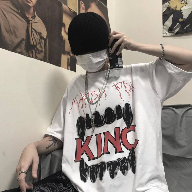 

2021 New Fresco Shirt Dos Homens T-shirt Hip Hop Harajuku Camiseta Streetwear Moda Manga Curta Soltas Top Tees Camisa Branca t De Vero Spm2, White