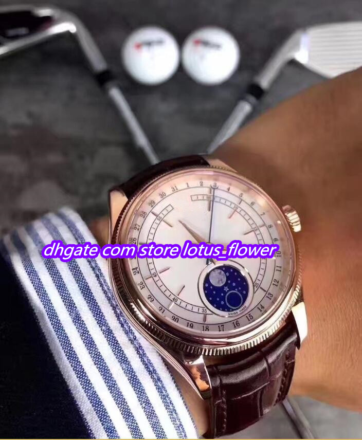 

4 Style Watches For Men Steel Rose Gold Mechanical 2813 Watch Men's Cellini 50535 Leather Enamel Moonphase Date Moon Display Wristwatches 39mm, Only box.no watches