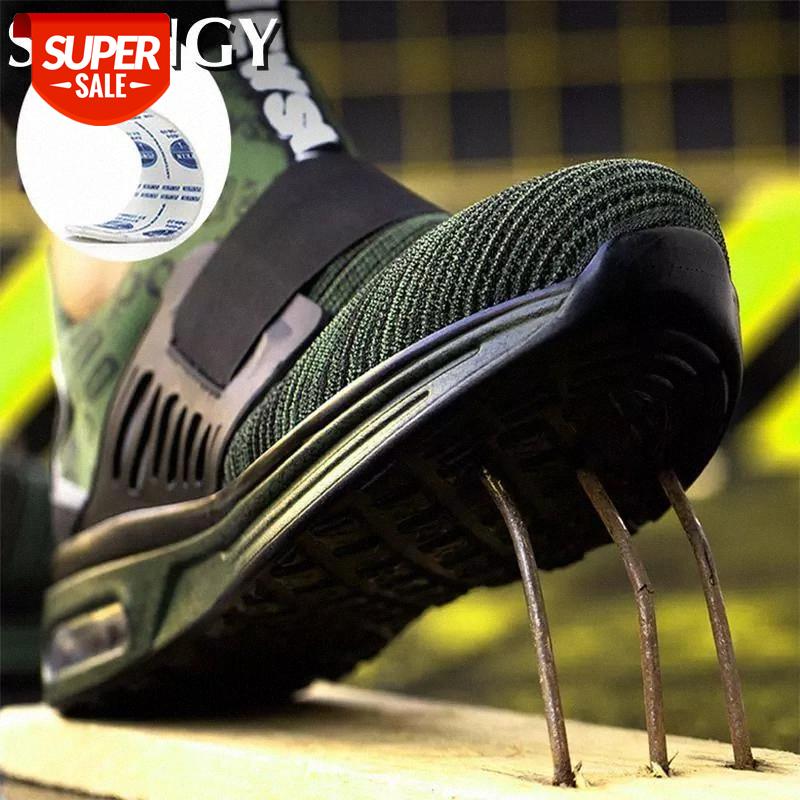 

Safety Shoes Boots Work Casual Breathable Slip-On Indestructible Anti-Piercing Shoes for Males Elastic Band 2020 Men Ankle #s88o
