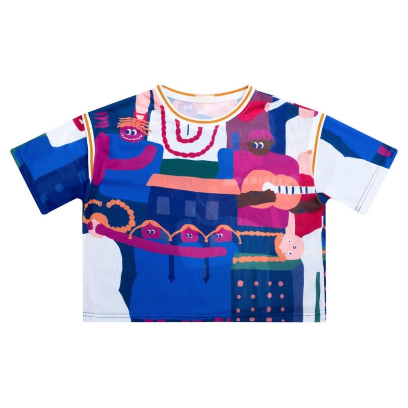 

Women's T-Shirt Summer Women Fashion Crew Collar Short Sleeve Mesh Tee Tops Preppy Style Top T Shirt Loose Cartoon Print, Multi