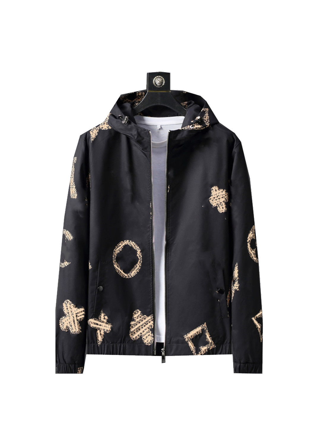 

Men's and women's official designer jacket autumn winter leisure outdoor warm sportswear zipper hooded jackets men brand clothes #02, Khaki