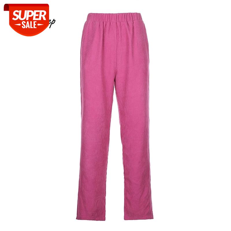 

Weekeep Pink Fashion Casual Sweatpants Autumn Elastic High Wasit Hip Hop Corduroy Trousers 90s Streetwear Joggers Straight Pants #ZH7k, Black;white