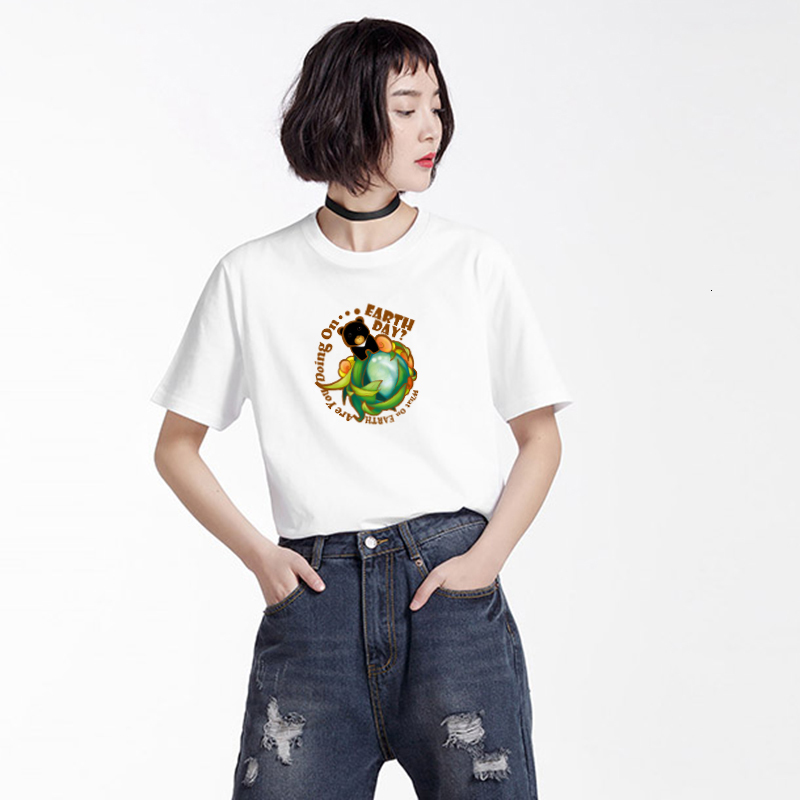

2021 New Earth Chart Day t Shirt Tops Women Will See Oversize White Schoolgirl T-shirt Streetwear Tumblr Clothes N6ls