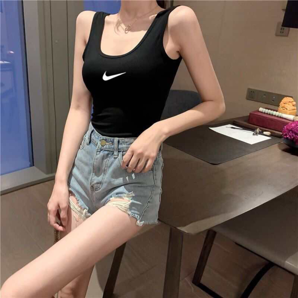 

NK Kaka same female thread cotton big u care machine beautiful hollow cross open back sling waistcoat, White