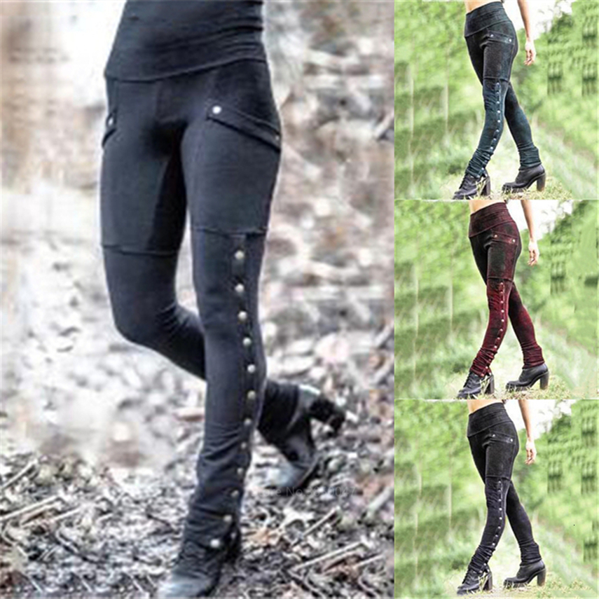

2021 New Women's Bell-bottoms Medieval Cosplay Renaissance Costume Halloween Middle Ages Trouser Leg Bandage Casual Pants Db5c, Color2