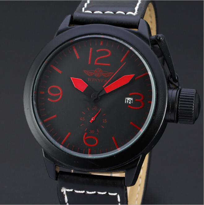 Top sell WINNER fashion Man watches Mens Automatic Watch Mechanical watch for man Leather strap Sport style WN53-image-661804291