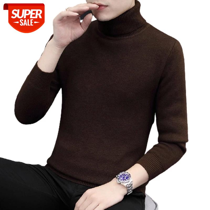

2020 Men Turtleneck Sweater Autumn Winter New Sweater Men Korean Version Trend High Neck Mens Knitted Bottoming Shirt #es9b, White;black