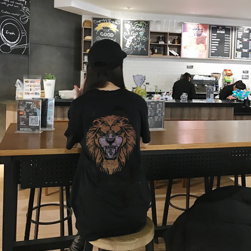 

2021 New Diamond Stone t Shirt Fashions Girls Loose Design Tshirt Summer Top Female T-shirt 4xev, As shown in the figure