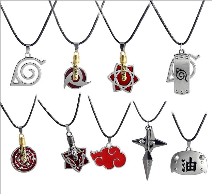 

17 styles Kids adult Jewelry Naruto Anime Necklace Pendant Uchiha Itachi Sasuke Kakashi Tokuo writing round eyes Shuriken, #1