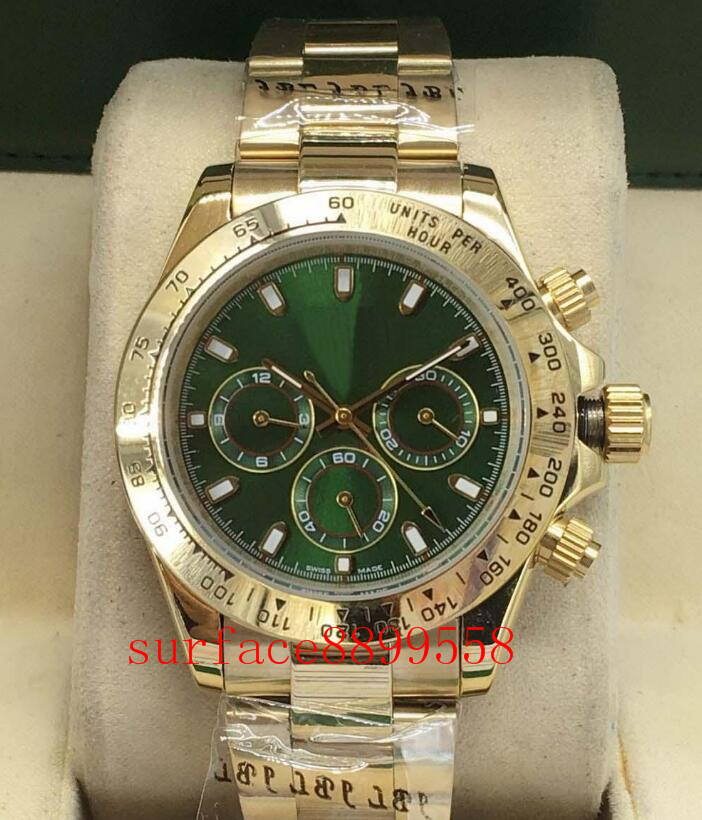 

Watch, master design, men's sports style, automatic movement, gold stainless steel case, green dial, folding button, Water proof 50m