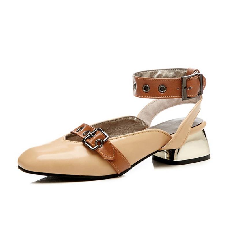 

Dress Shoes 2021 Elegant Fashion Women Med- Heels Sandals Platform Pumps Wedding Party Zapatos De Mujer Big Size 32-48 76-3, Beige