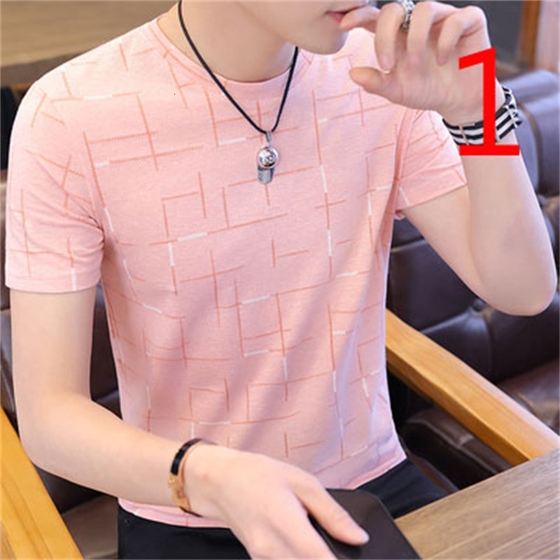 

2021 New Summer Port Wind Lapel Slim T-shirt Korean Version the Trend of Solid Color Leading Men's Compassionate Sv3l