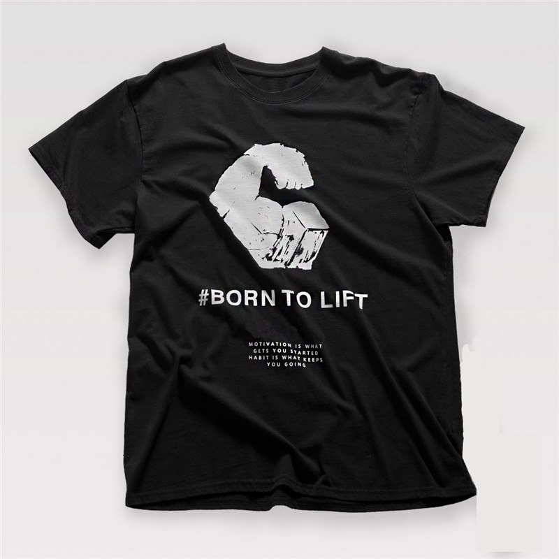 

2021 New Men Short Sleeve Printed Summer Gyms Fitness Bodybuilding Cotton Mens Slim t Shirt Mans Casual Fashion Clothing Eewo, Black