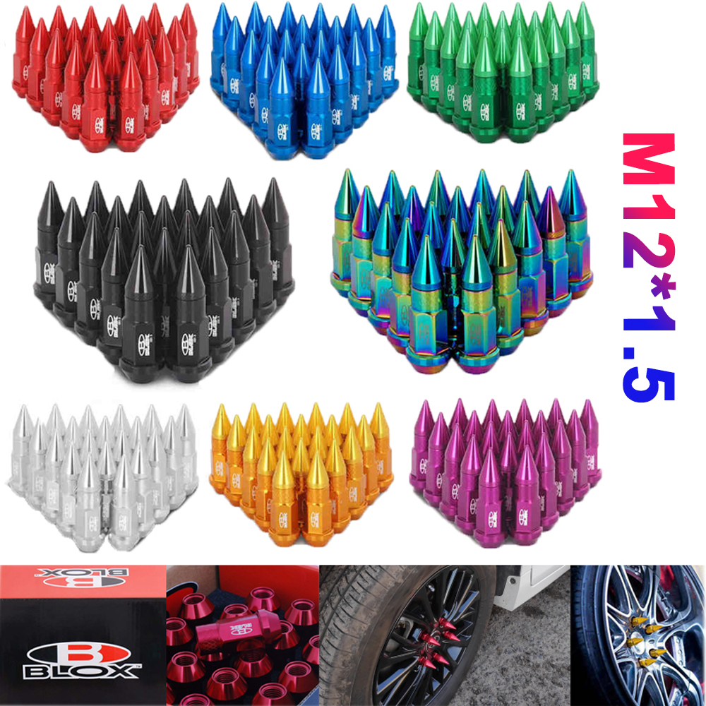 

20PCS/SET Blox Racing Jdm Aluminium Extended Tuner Lug Nuts With Spike For Wheels Rims M12X1.5