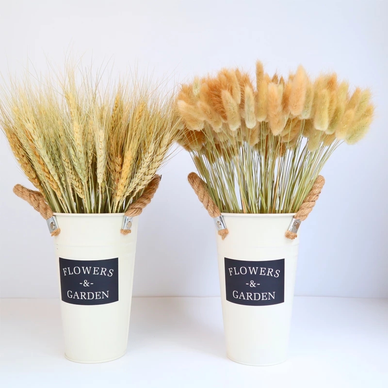 

100Pcs Rea Wheat Ear Fower Natura Dried Fowers For Wedding Party Decoration DIY Craft Scrapbook Home Decor Wheat Bouquet, Raw color