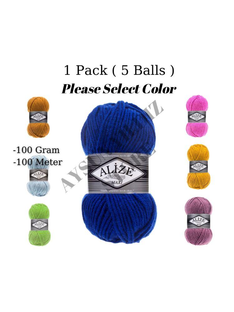 

Thread 1 Pack ( 5 Balls ) Alize Superlana Maxi Knitting Yarn (%25 Wool %75 Acrylic) 100 Gram 100 Meter Crochet Tool Kit, 388 purple