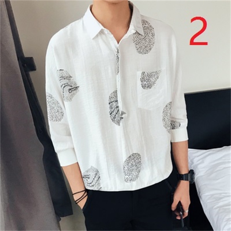 

2021 New Summer Men's Flower Five-point Short Trends Seven-sleeve Sleeve Thin Shirt Zh81