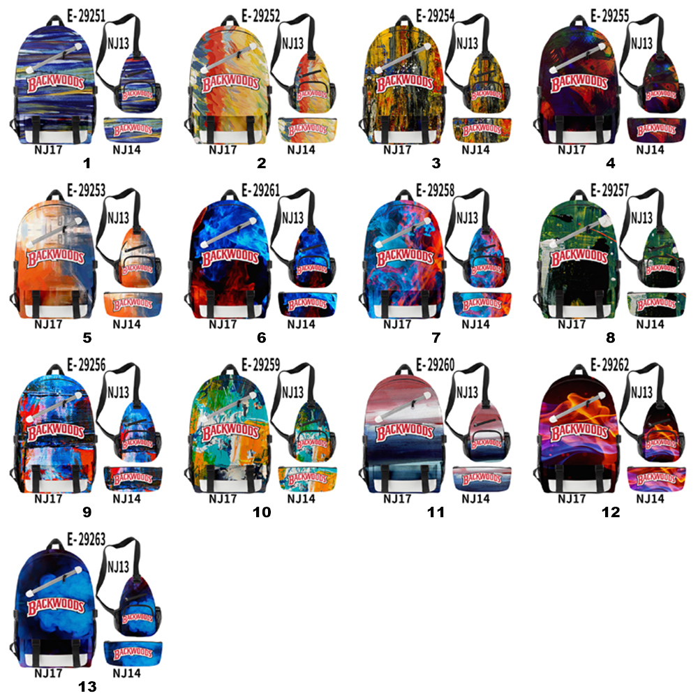 

13 Styles Oil Paiting Pattents Bag Backwoods Backpack for Men Boys Cigar Laptop Shoulder Travel School Pen Bags