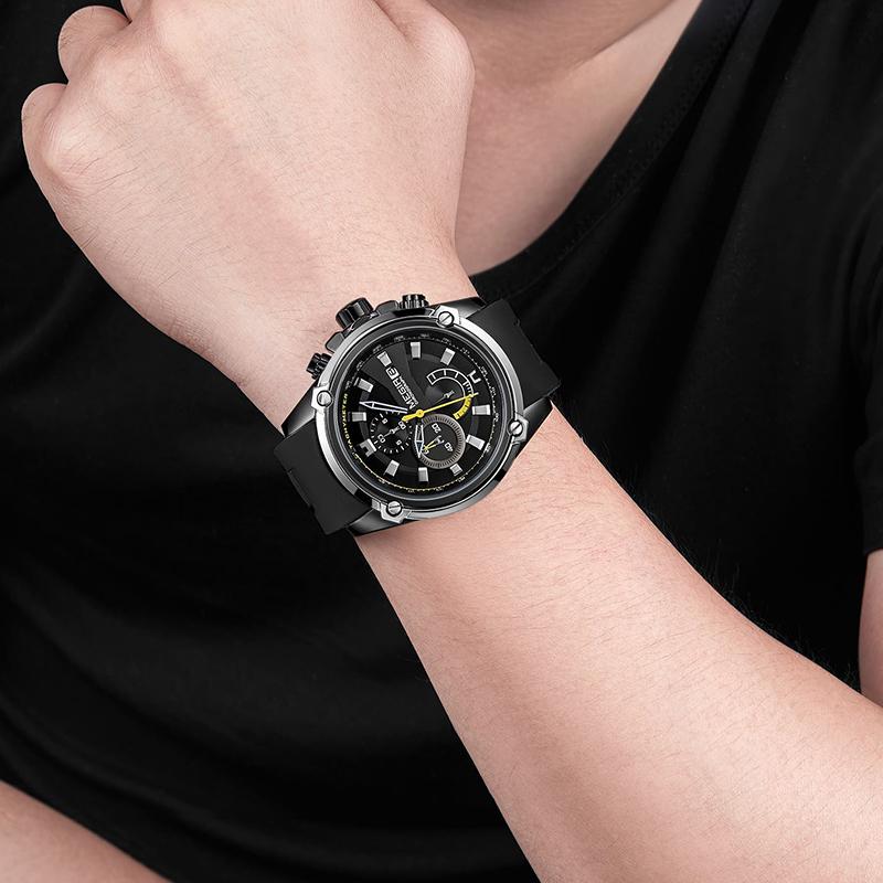 

Wristwatches 2021 MEGIR Chronograph Men Sport Watch Male Silicone Date Quartz Watches Mens Luminous Hands Waterproof Relogio Masculino, Silver