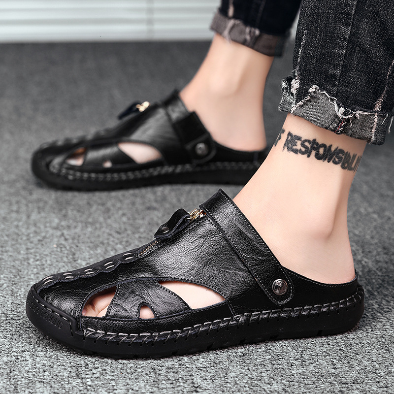 

Slippers Men's sandals summer large size breathable sports and leisure shoes wear dual purpose soft sole driving TEV2, 1# shoe box