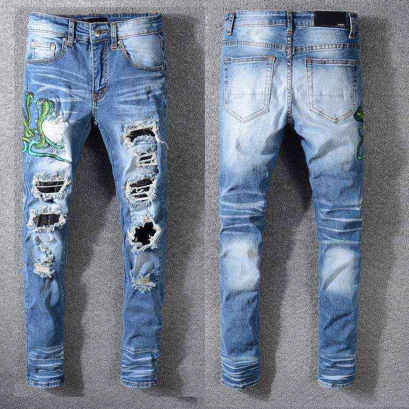 

True designer jeans for mens Distressed Ripped Skinny jeans Motorcycle Moto Biker Hip Hop Denim man Pants, X608