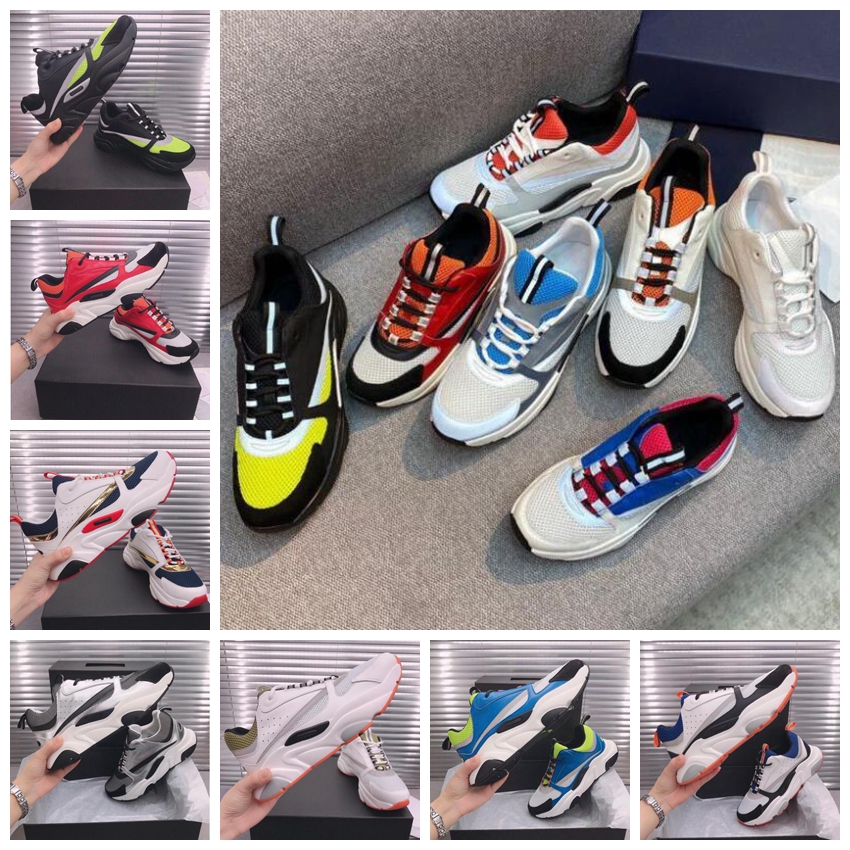 

2021 men designer B22 shoes White Leather Calfskin shoe Top Technical Knit Women Platform Sneakers Blue Grey women designers Sneaker with box, #:0