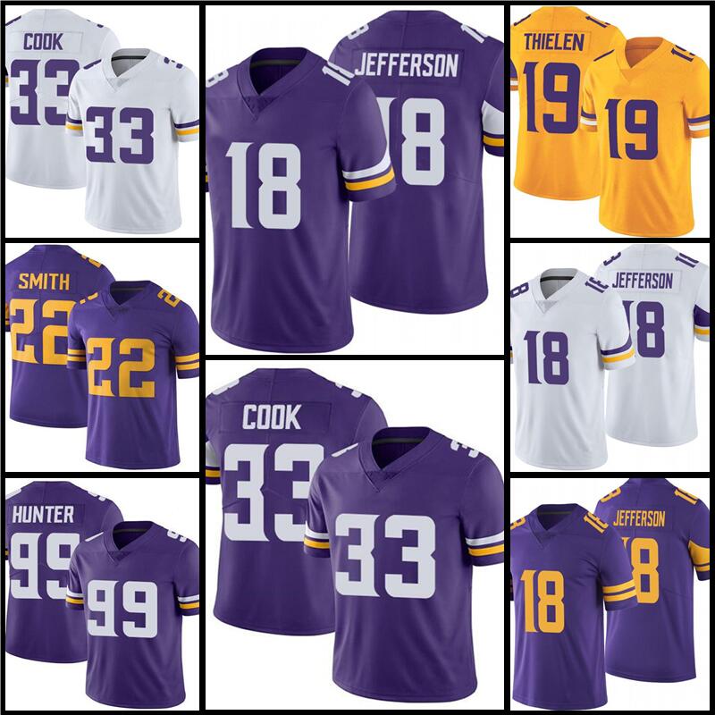 

men women youth kid 18 Justin Jefferson Jersey 33 Dalvin Cook 19 Adam Thielen 22 Harrison Smith 99 Danielle Hunter 8 Kirk Cousins Football, Men jersey