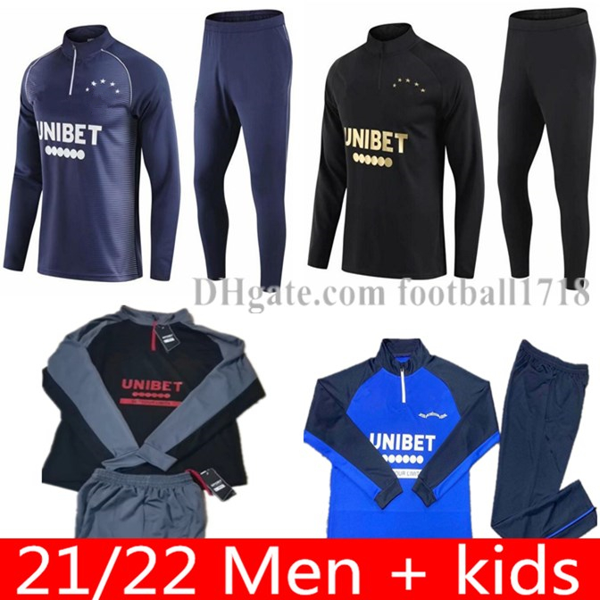 

2021 Glasgow Rangers fc football training suit Survetement 20 21 DEFOE HAGI MORELOS TAVERNIER Rangers men kids tracksuit chandal jogging