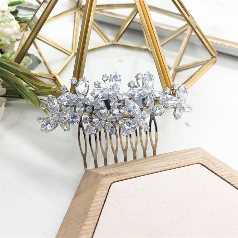 

Hair Clips & Barrettes Wedding Elegant Rhinestone Comb Flower Leaf Bridal Crystal Ornaments Jewelry Fashion Gilded Accessories, Golden;silver