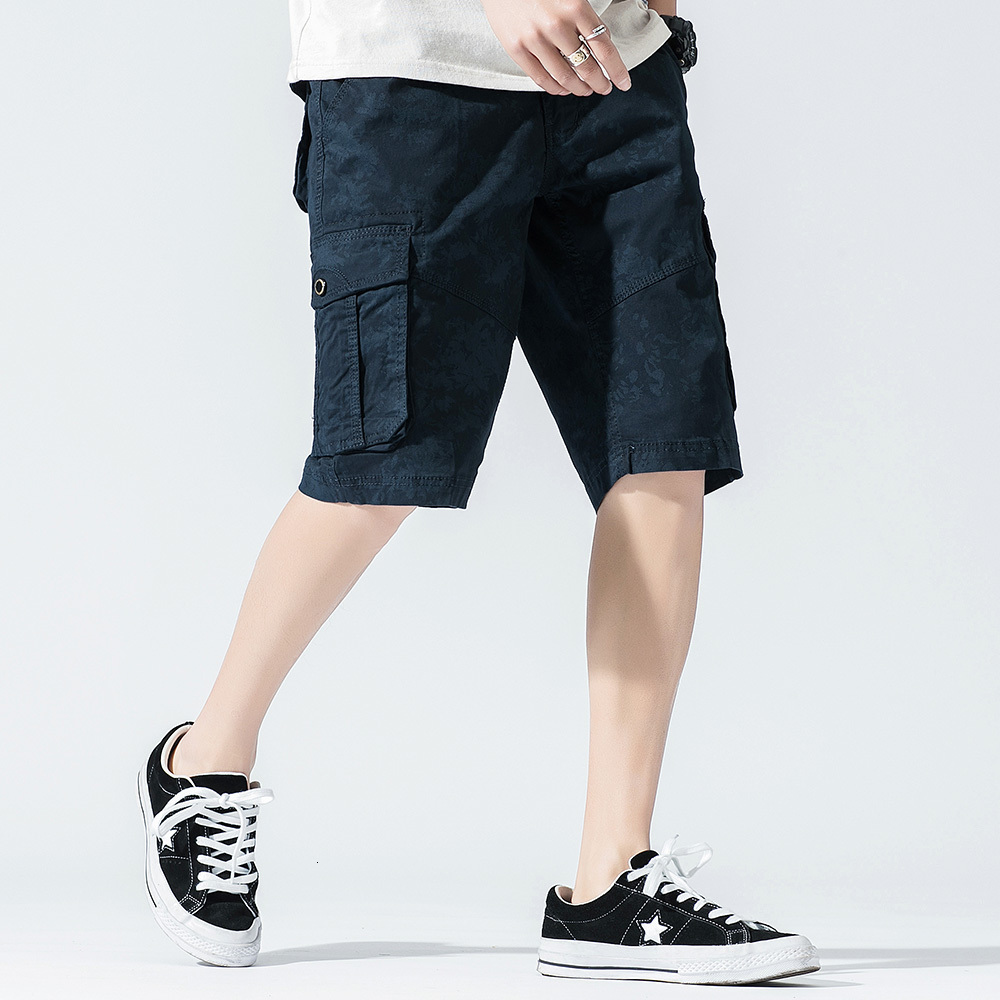 

2021 New Cotton Cargo Men Sweatpants Summer Casual Mens Shorts Jogger Streetwear Straight Knee Length Big Pockets 4x Ulgc, Khaki