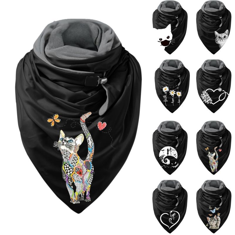 

Scarves Fashion Women For Four Seasons Casual Soft Warm Accessories Printing Button Wrap Shawls