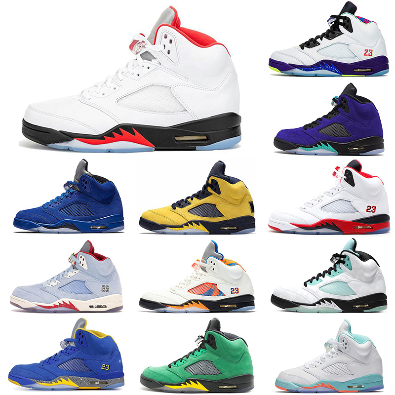

5 Basketball shoes 5s Jumpman Alternate Bel Blue suede International Flight Island Green Laney Royal sports sneakers outdoor trainers size 40-46, Metallic silver