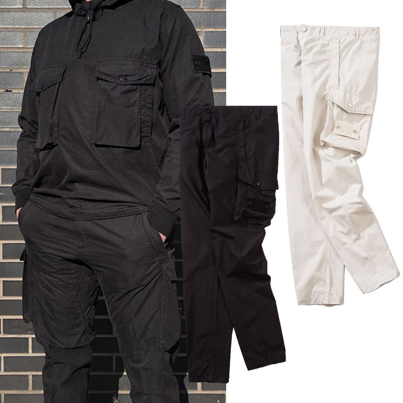 

2021 New Topstonex Spring and Autumn COMPASS Men's Casual Logo Trousers CP Thin Couple Loose Overalls, Black