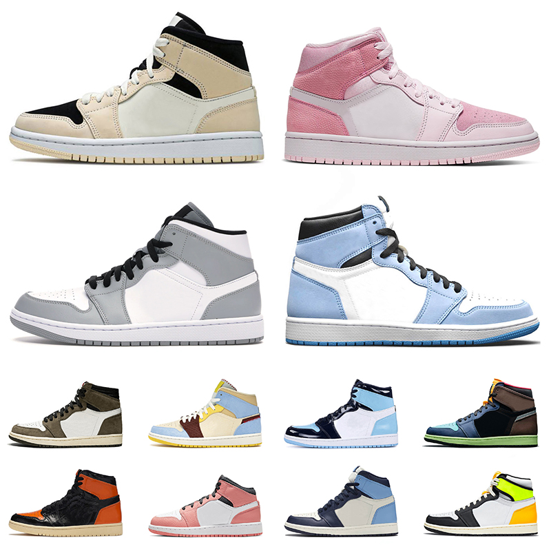 

2021 Jumpman 1 1s Mens Basketball Shoes Sneakers For Women Barely Orange University Blue Digital Pink Smoke Grey 36-47 Size