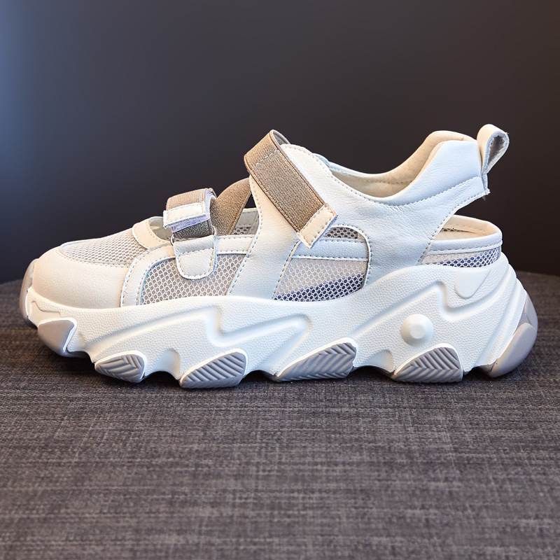 

sandals platform for women ladies heels summer shoes woman flats female mesh casual sneakers sandles 76v1, Black